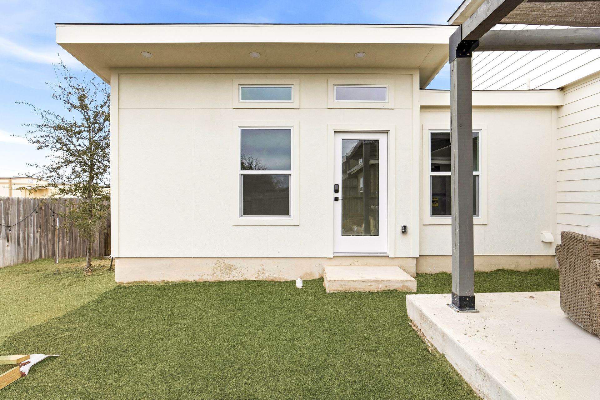 Front exterior, close view