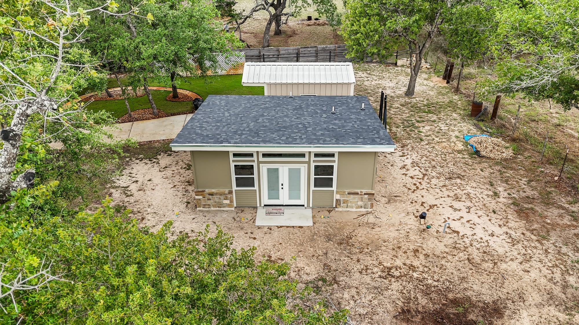 Aerial overhead view of the property
