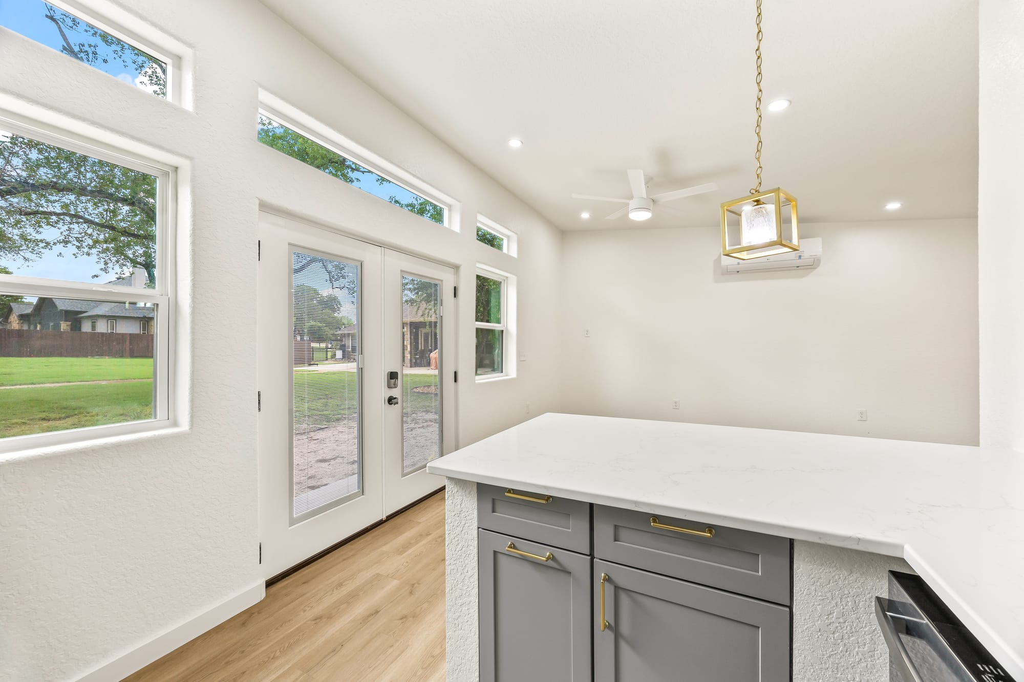 Kitchen bar with windows over the counter