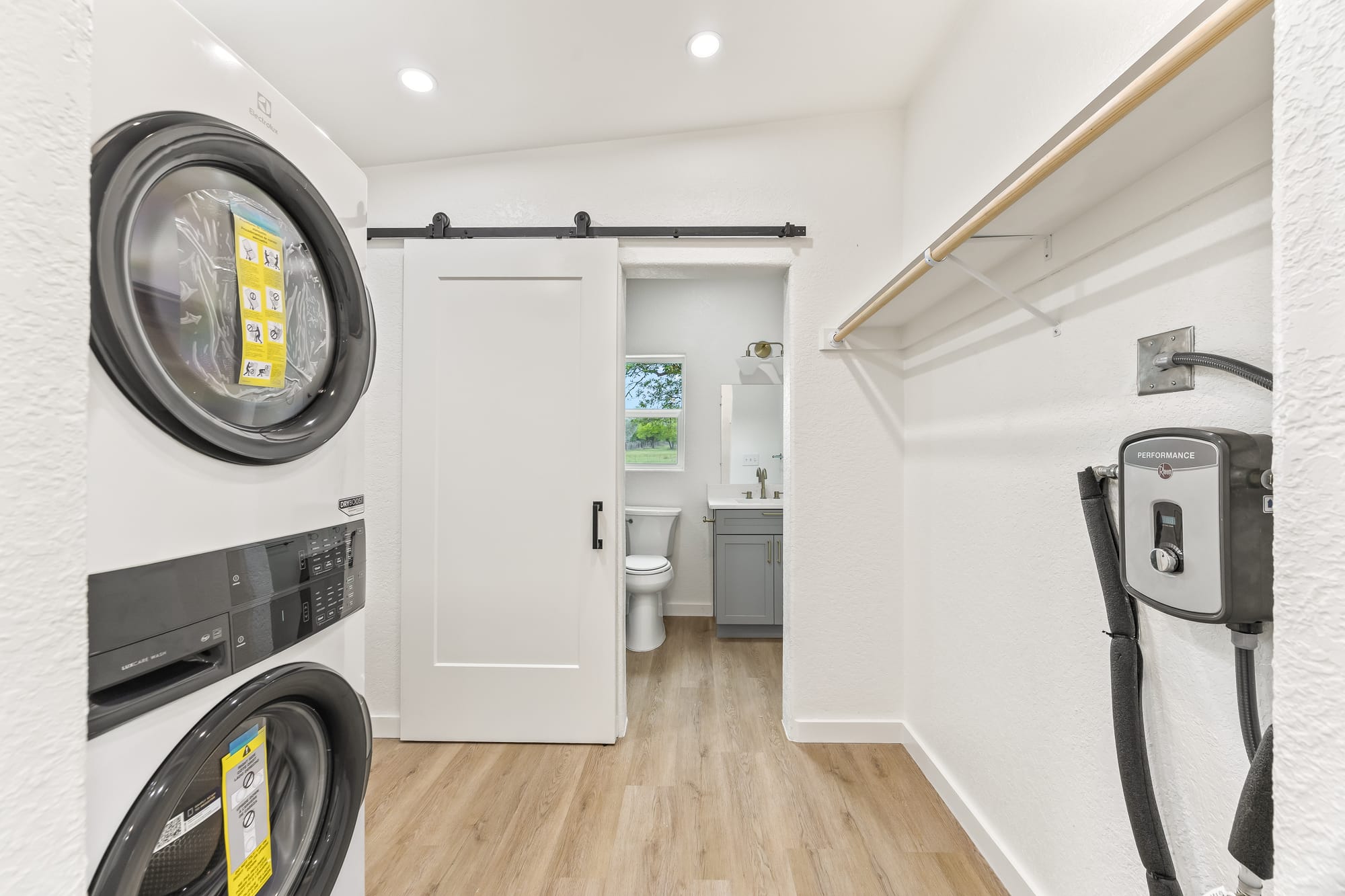 Laundry closet with barn door